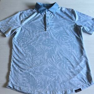 Primo Golf Men’s Small Blue Leaf Pattern Polo Shirt